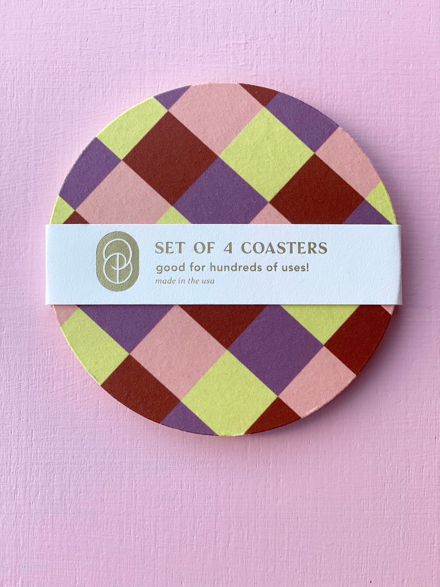 sorbet checkered coaster - set of 4