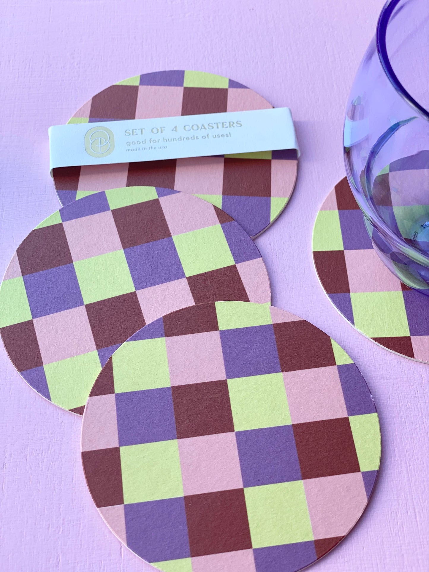 sorbet checkered coaster - set of 4