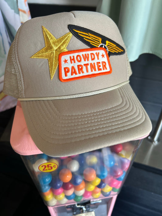 howdy partner lay low trucker hat