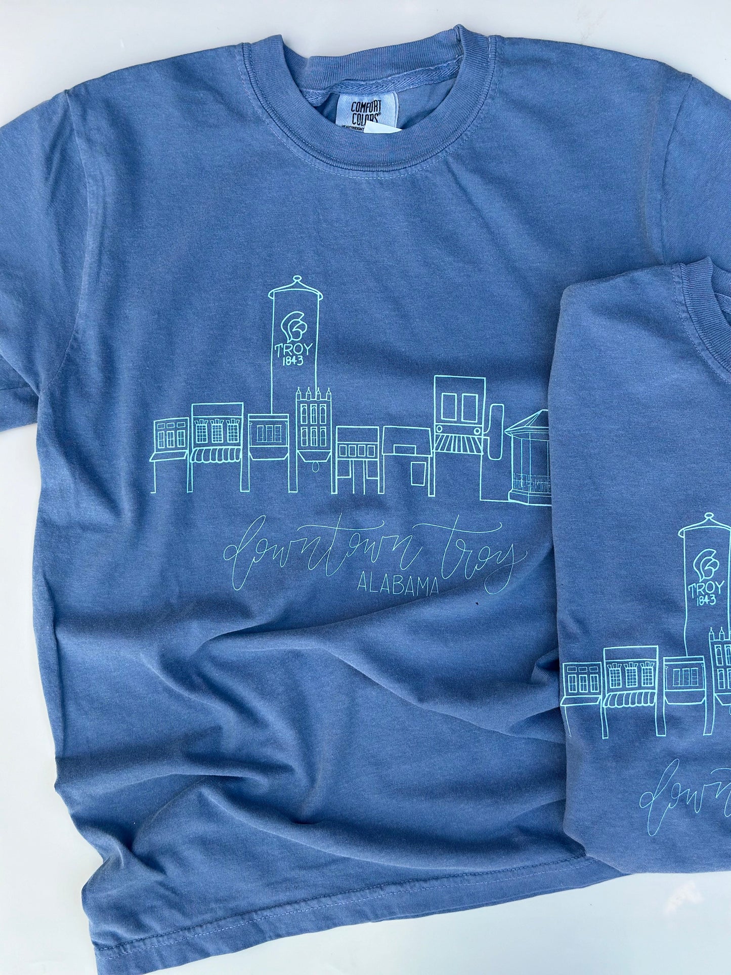 downtown troy tee in blue jean