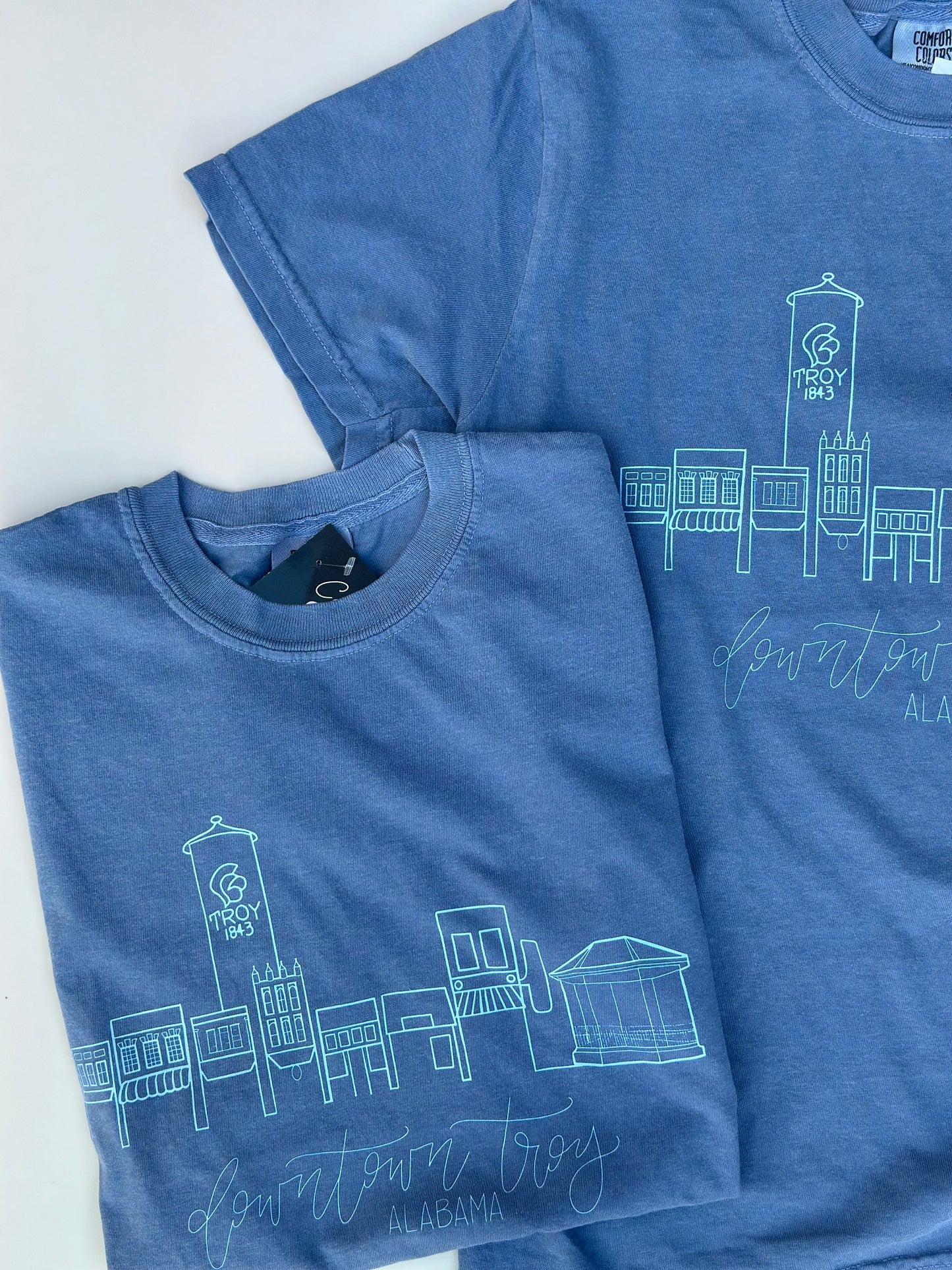 downtown troy tee in blue jean