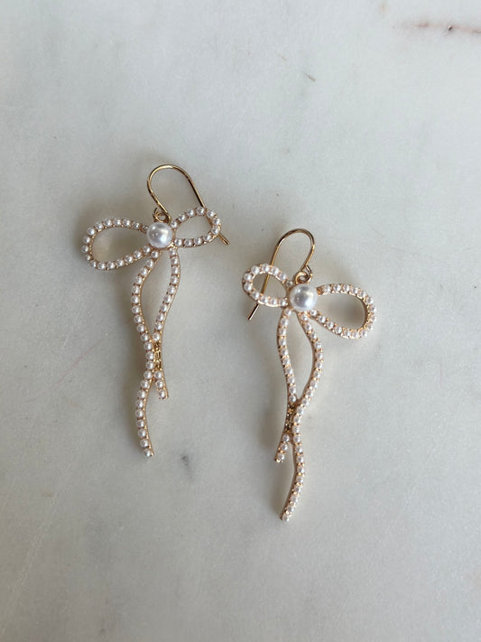 pearl embellished drop earrings