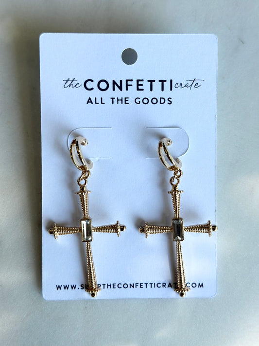 cross drop earrings