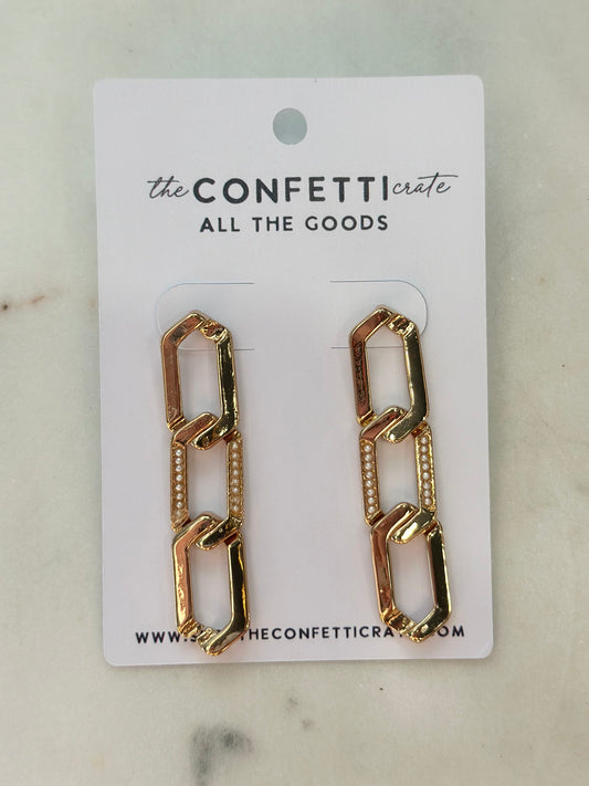 pearl embellished link earrings