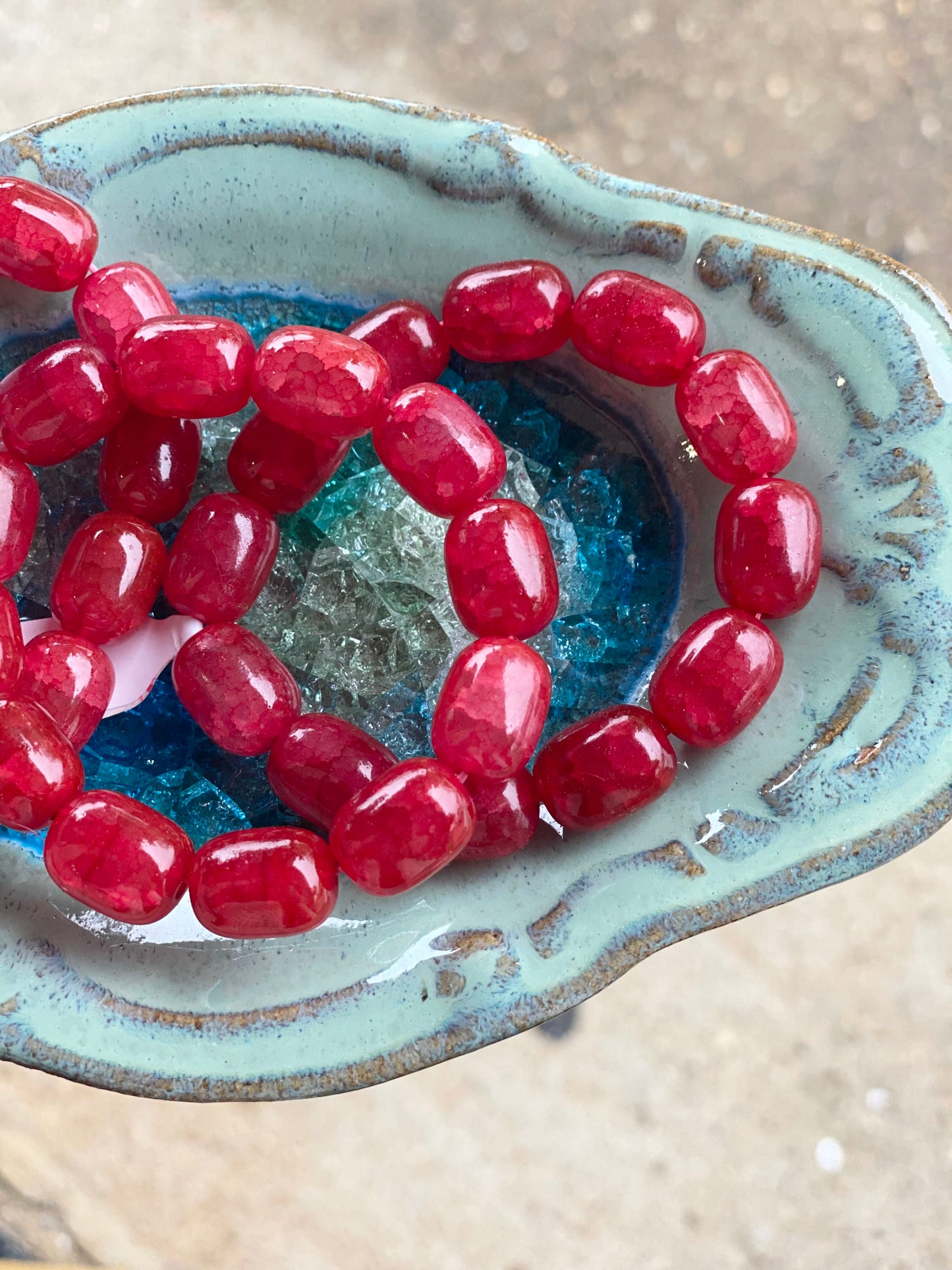 cracked stone beaded bracelet