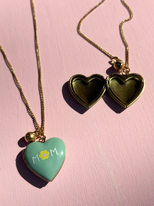 the mom bea heart shaped locket necklace