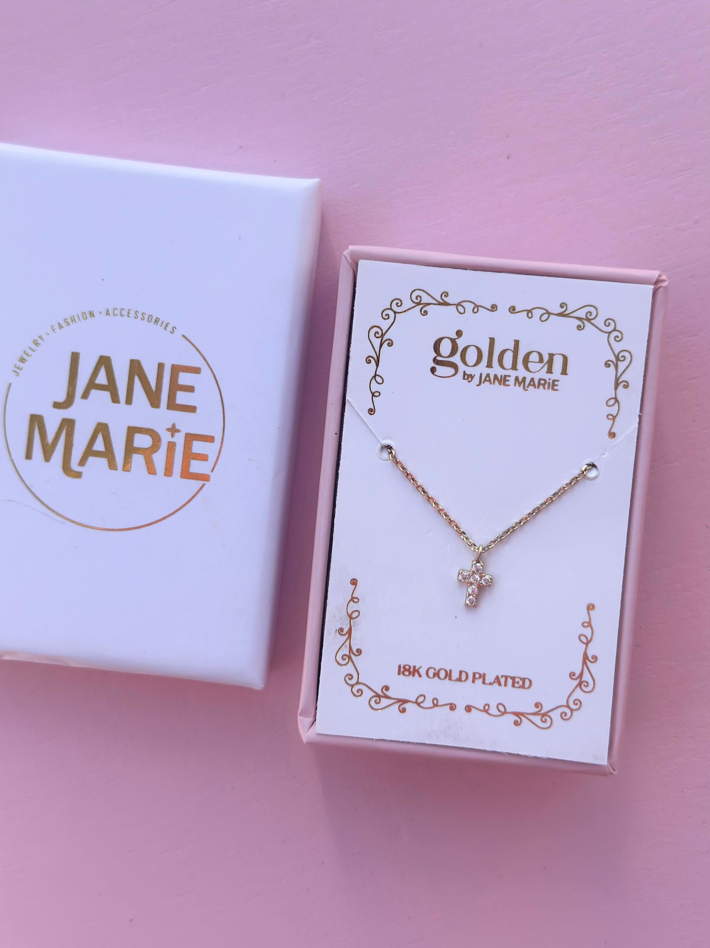 mini crystal cross necklace - 18K gold plated