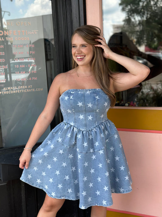 star of the show strapless dress