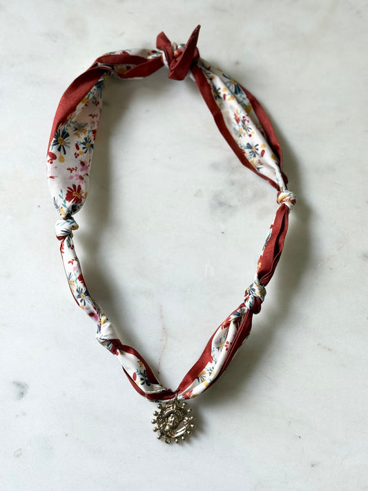 the mallory scarf necklace - scallop coin