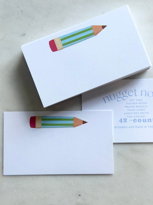 nugget notes - blue green pencil
