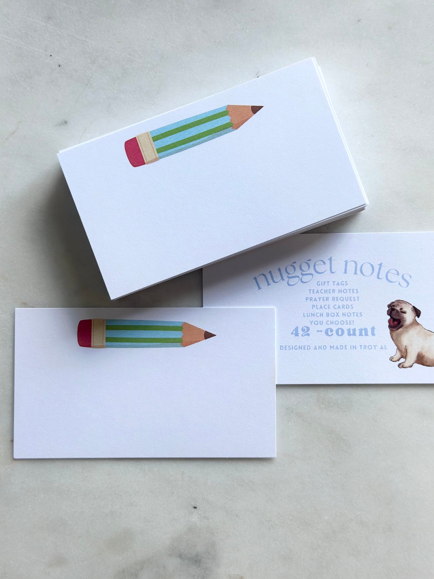 nugget notes - blue green pencil