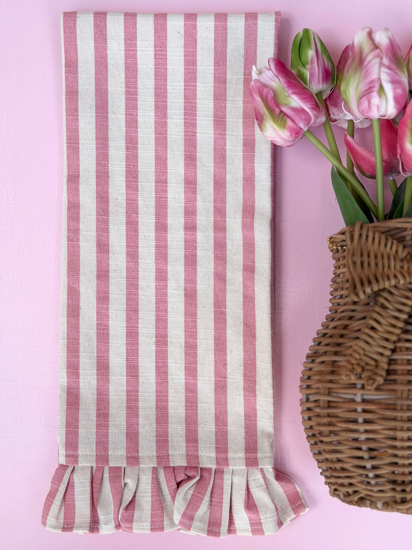 the stripe hype ruffle tea towel