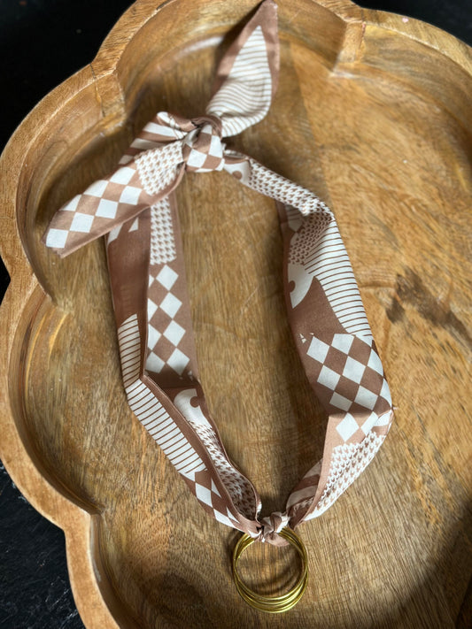 the jet scarf necklace - gold rings