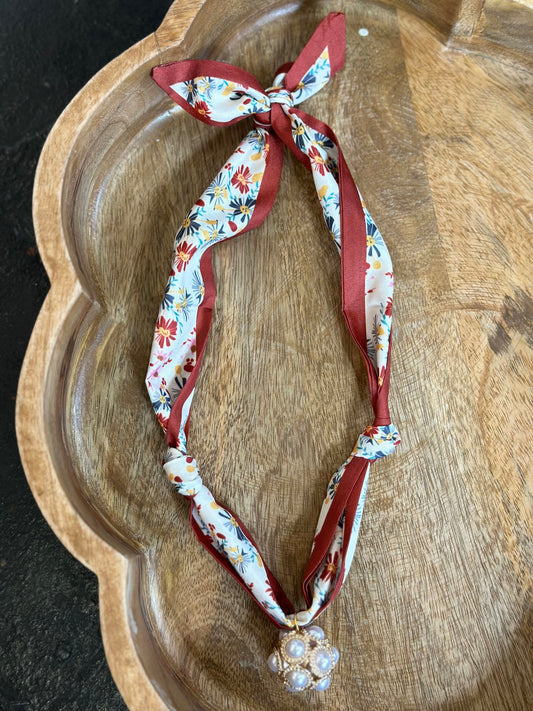 the mallory scarf necklace - gold pearl