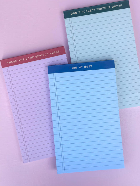 mini legal pad set - serious notes