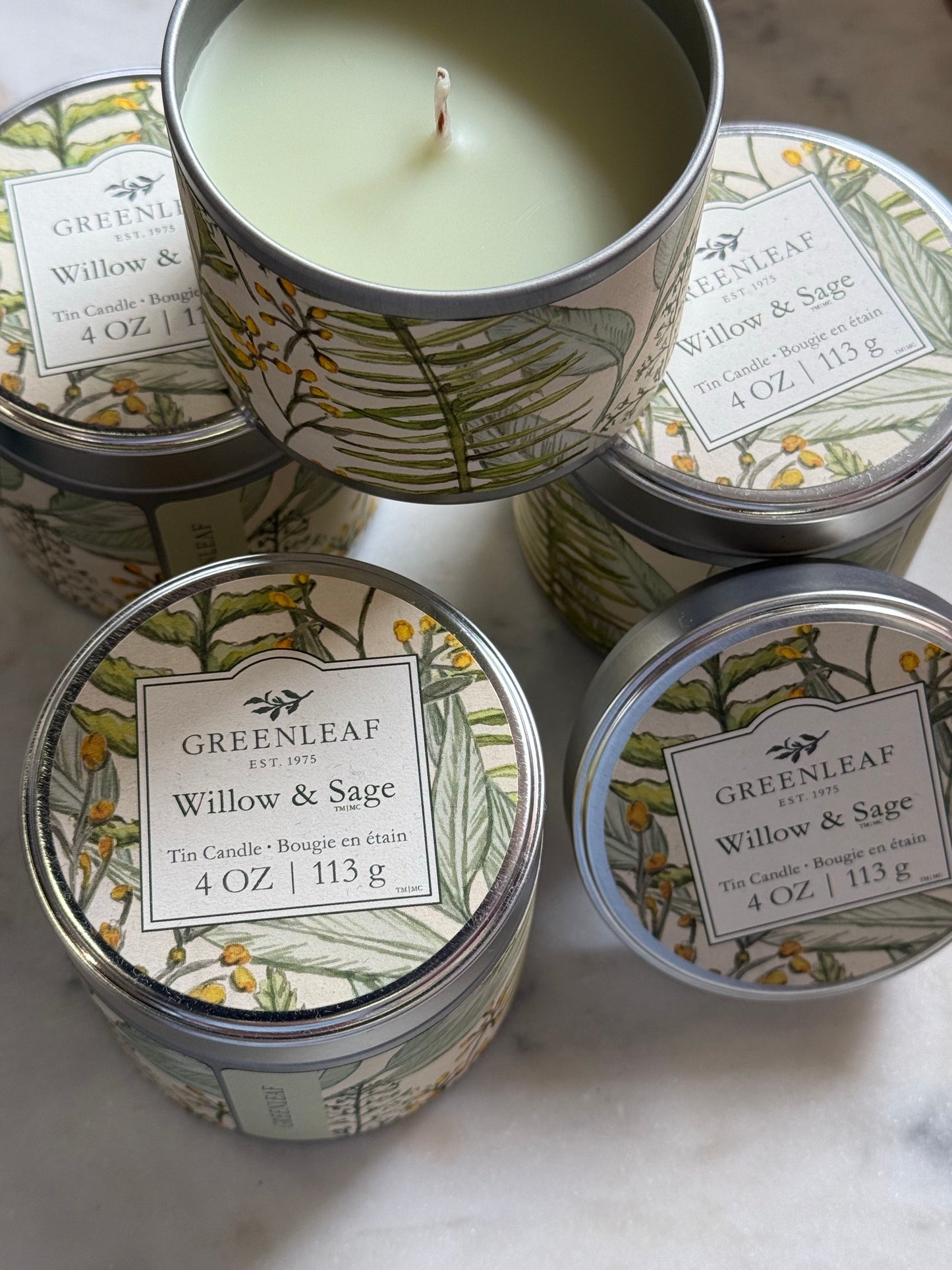 willow and sage - tin candle