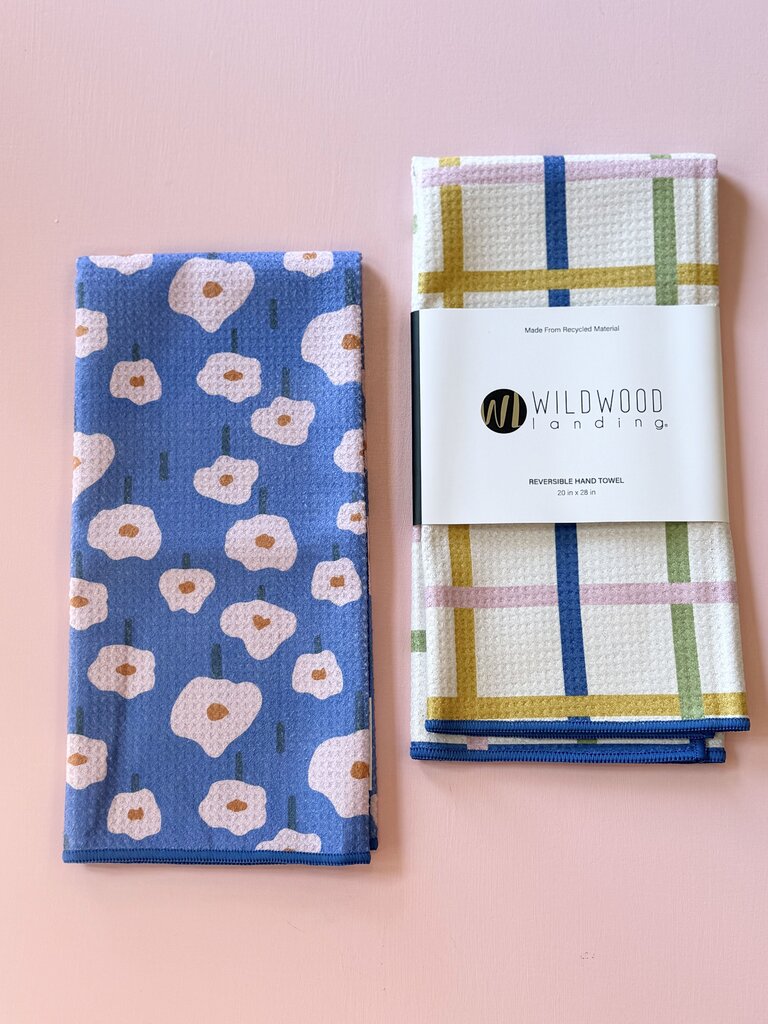 wildwood landing hand towel - blue poppies