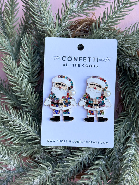 confetti santa earrings