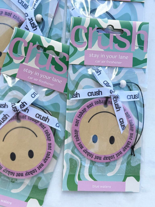 crush car air freshener - not today smiley