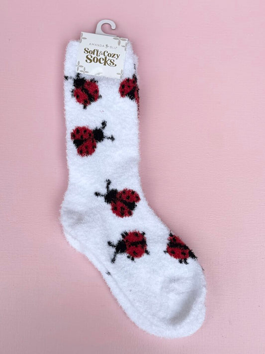 soft and cozy socks - ladybugs
