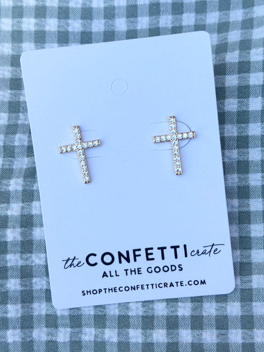 the sanders cross earrings - 18k gold dipped, sterling silver post
