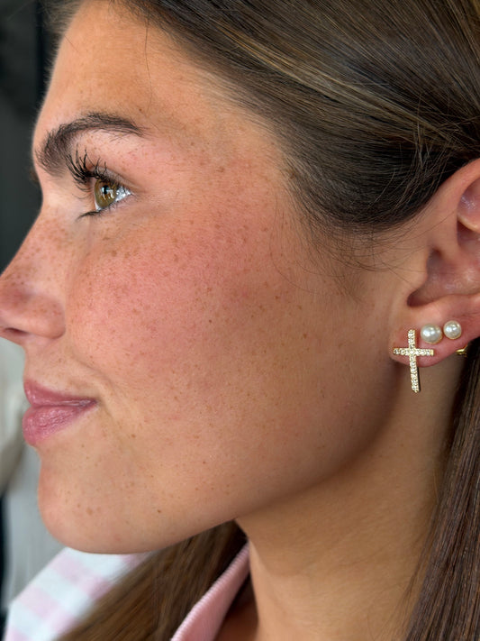 the sanders cross earrings - 18k gold dipped, sterling silver post