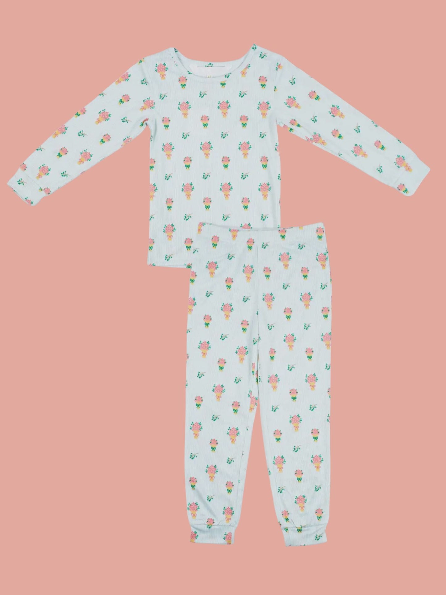 kid's love blooms here long sleeve pajamas
