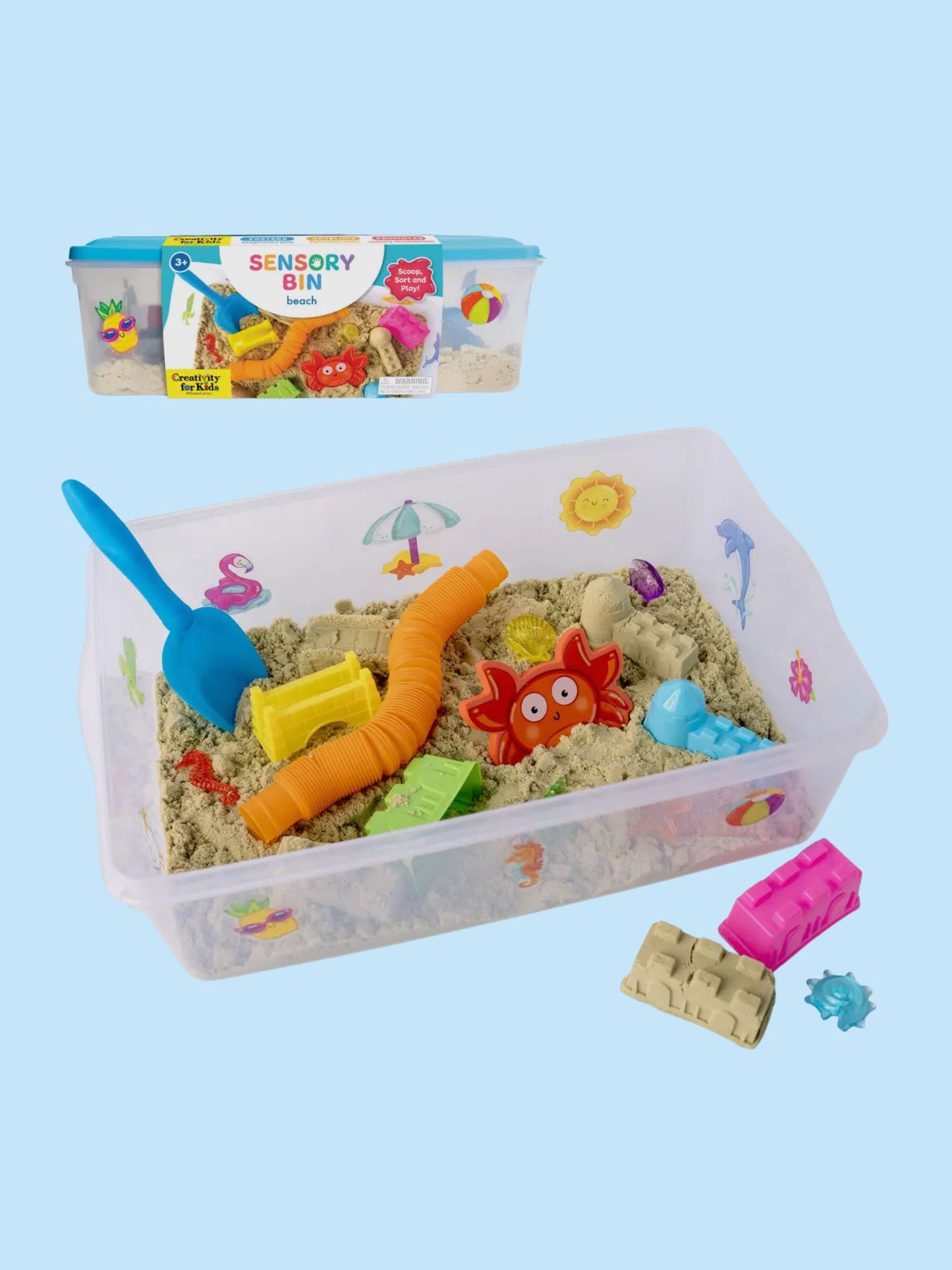sensory bin beach