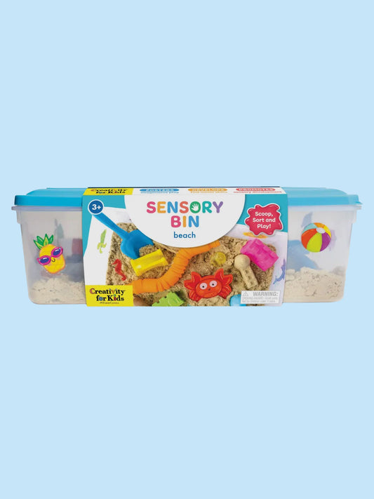 sensory bin beach