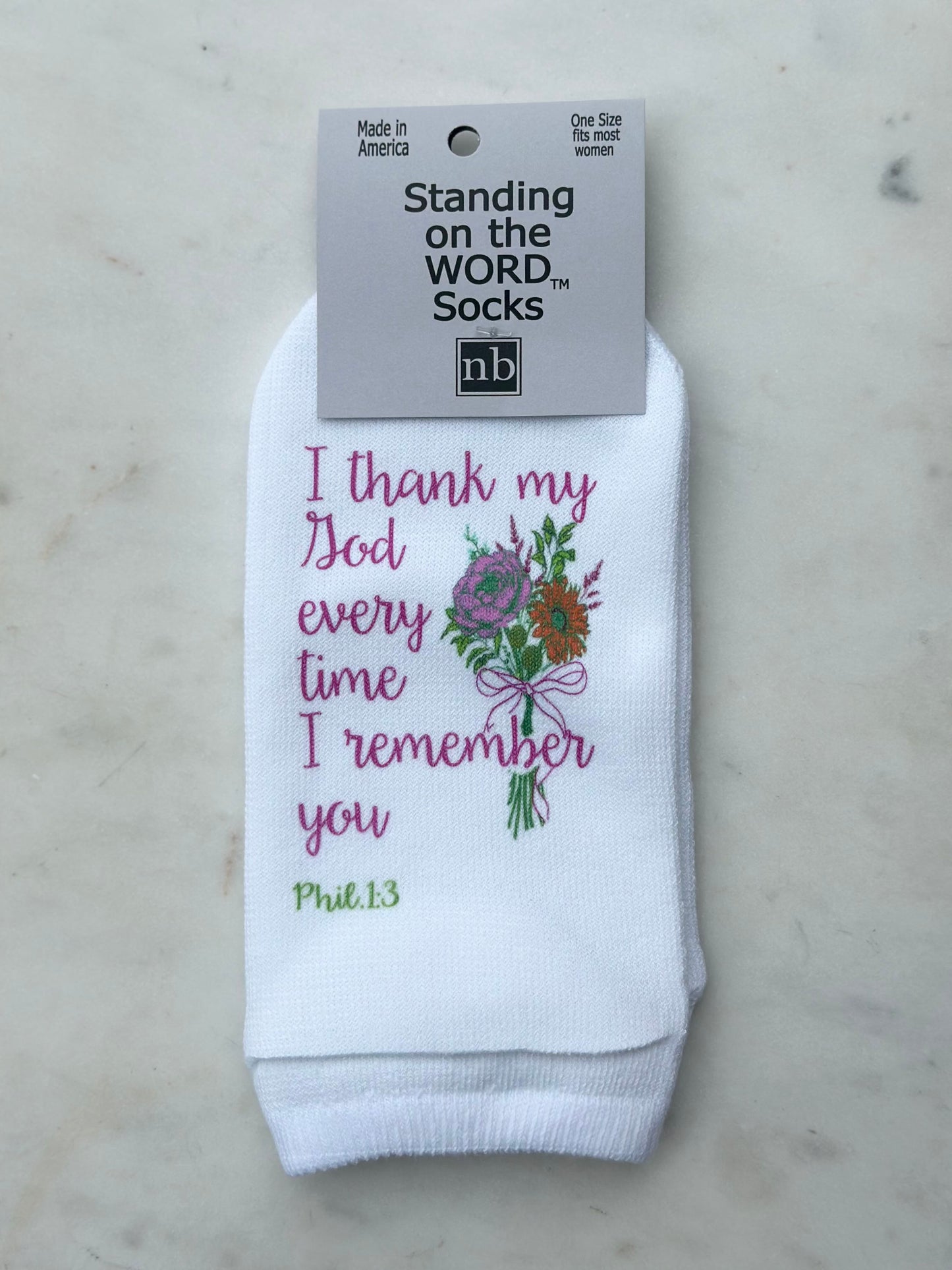 standing on the word socks - i thank my God every time I remember you