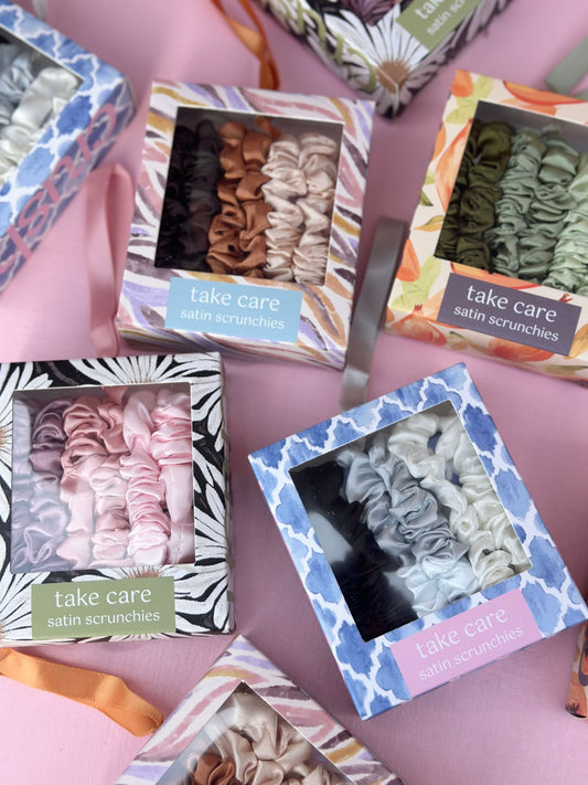 take care satin scrunchies