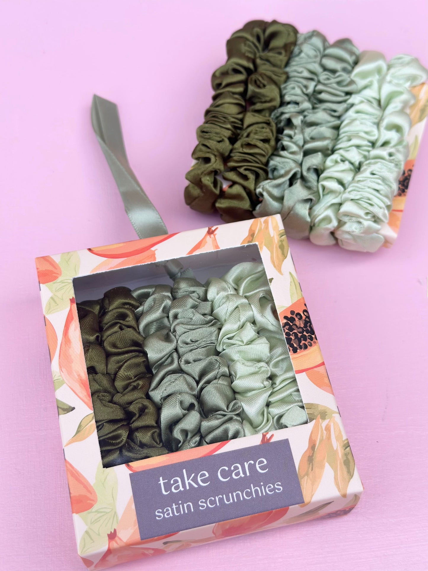 take care satin scrunchies
