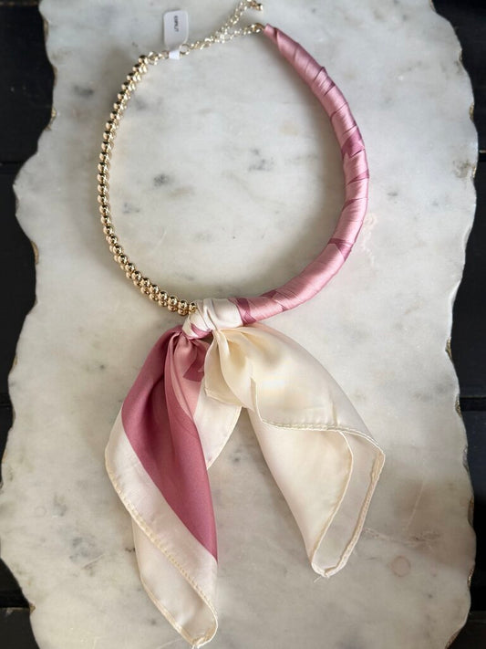 the eloise scarf necklace - dusty pink