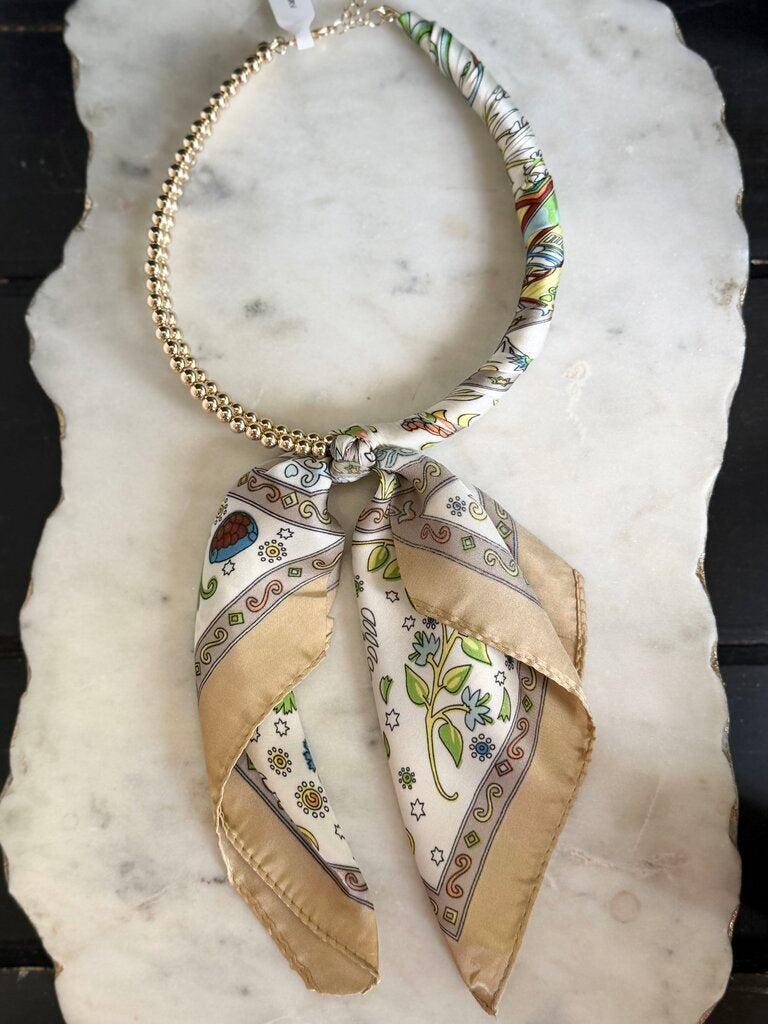 the eloise scarf necklace - sage multi