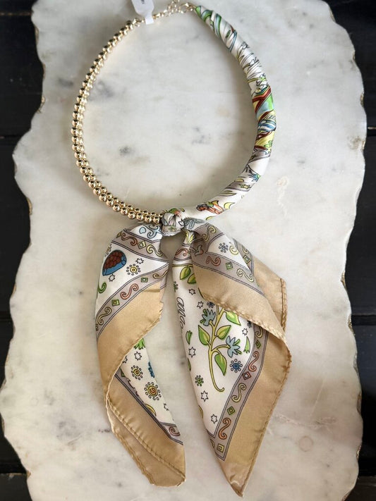 the eloise scarf necklace - sage multi