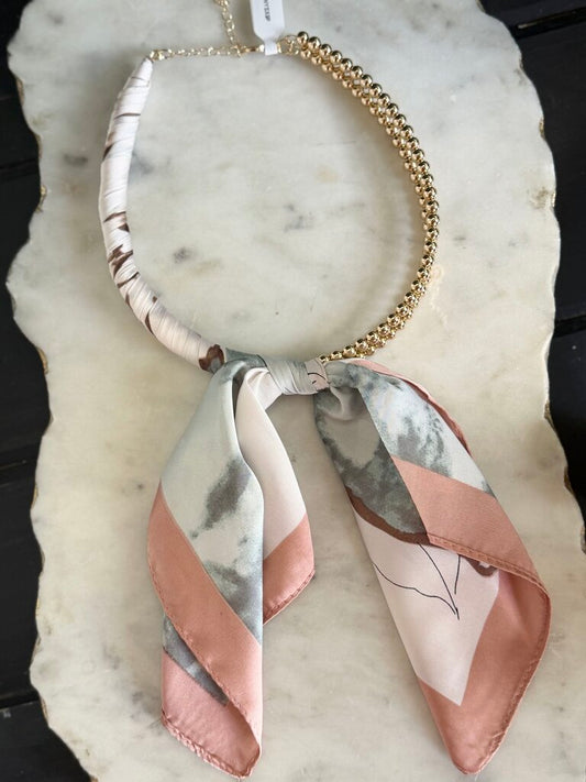 the eloise scarf necklace - peach