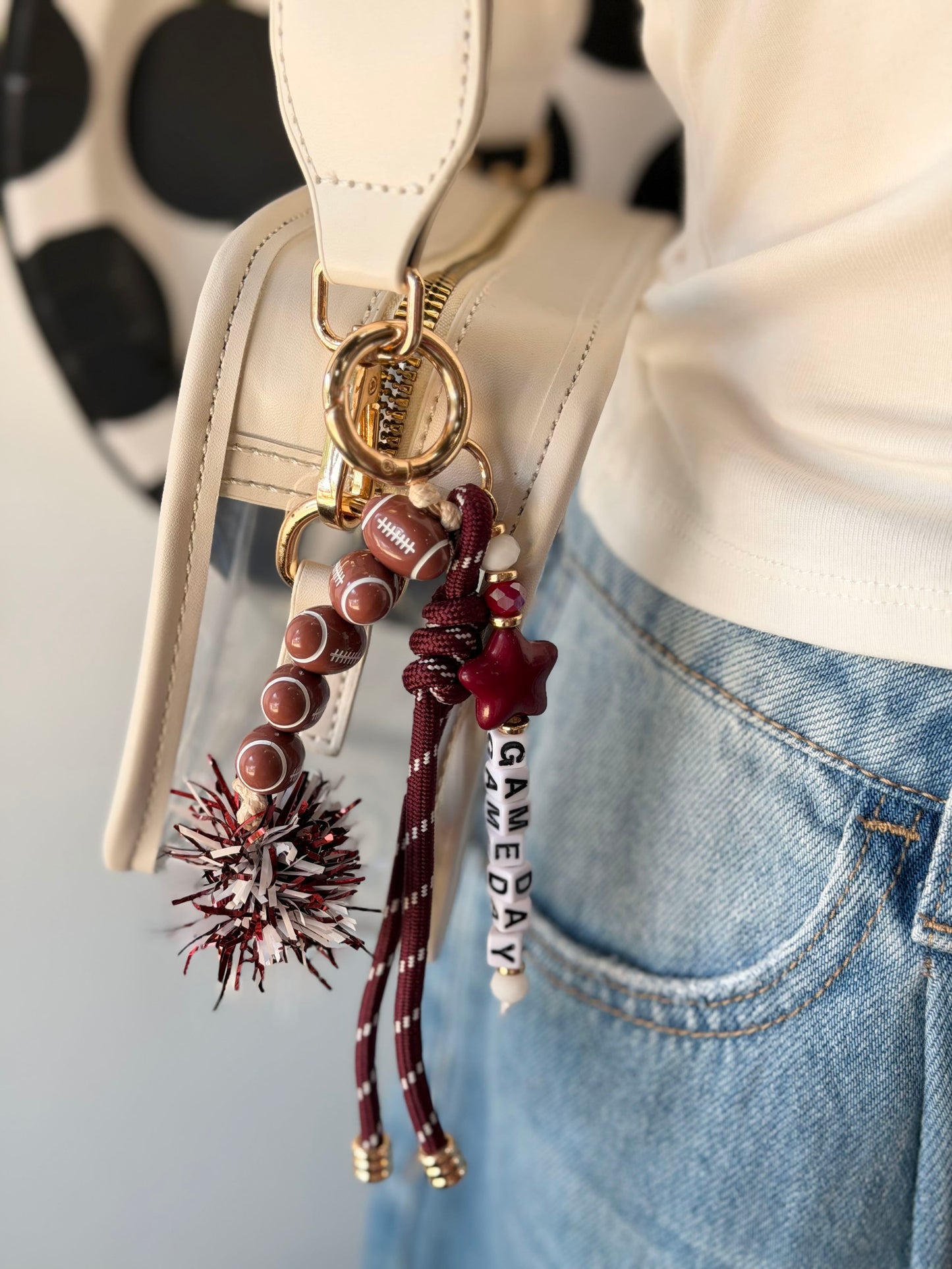 the ultimate game day bag charm - pom pom