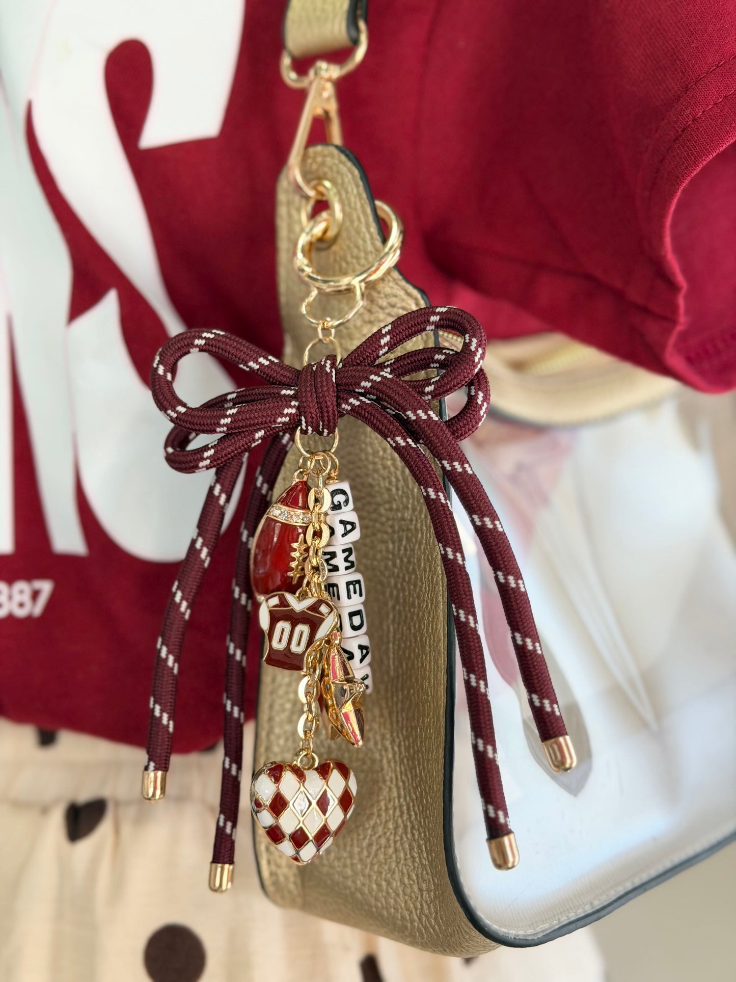 the ultimate game day bag charm - bow