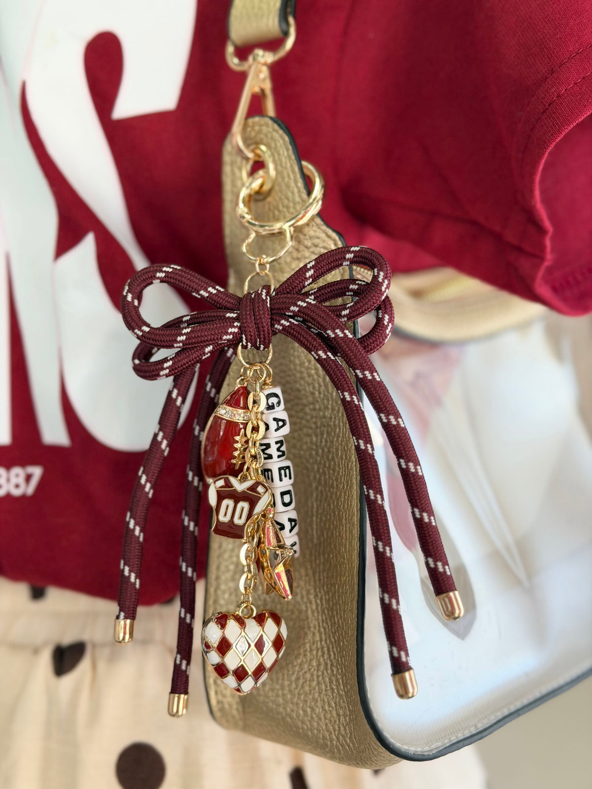 the ultimate game day bag charm - bow