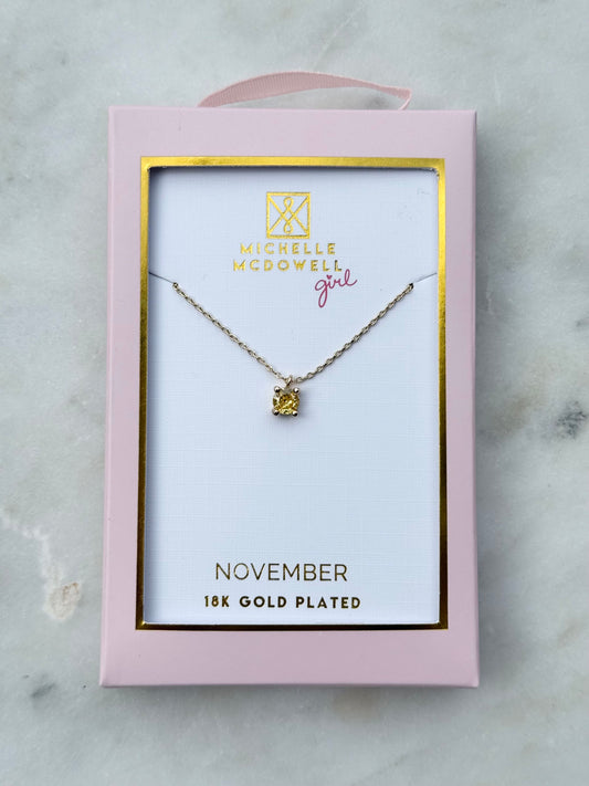 michelle mcdowell birthstone necklace - november