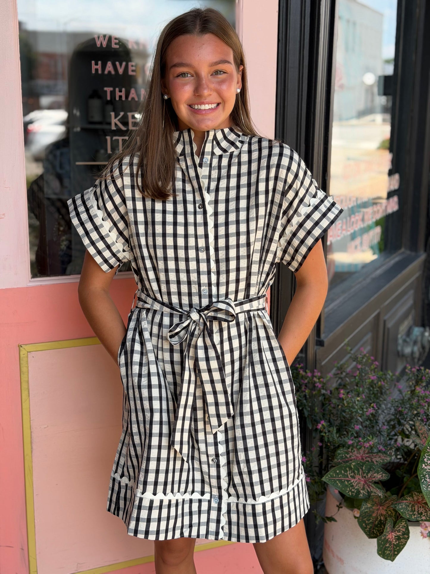 the checked in dress