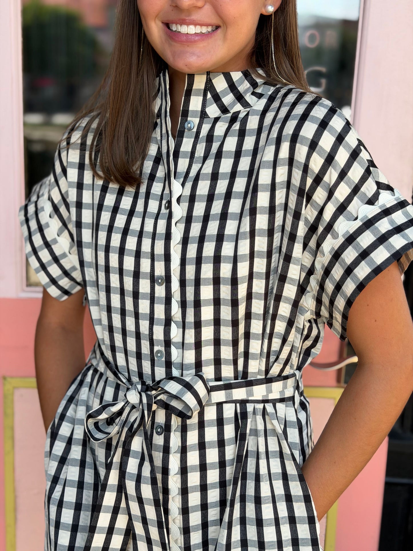 the checked in dress