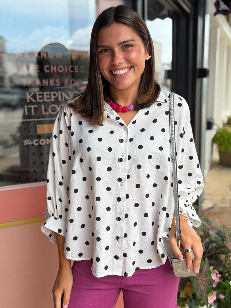 a pop of dotty confetti top