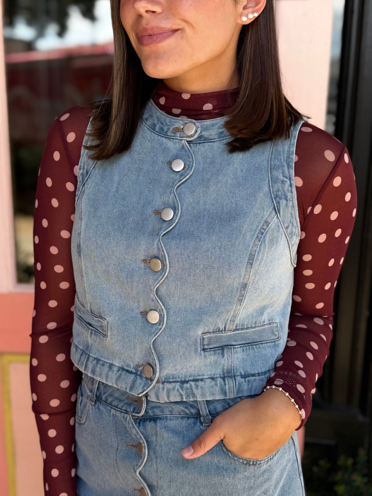 layered in cardinal top
