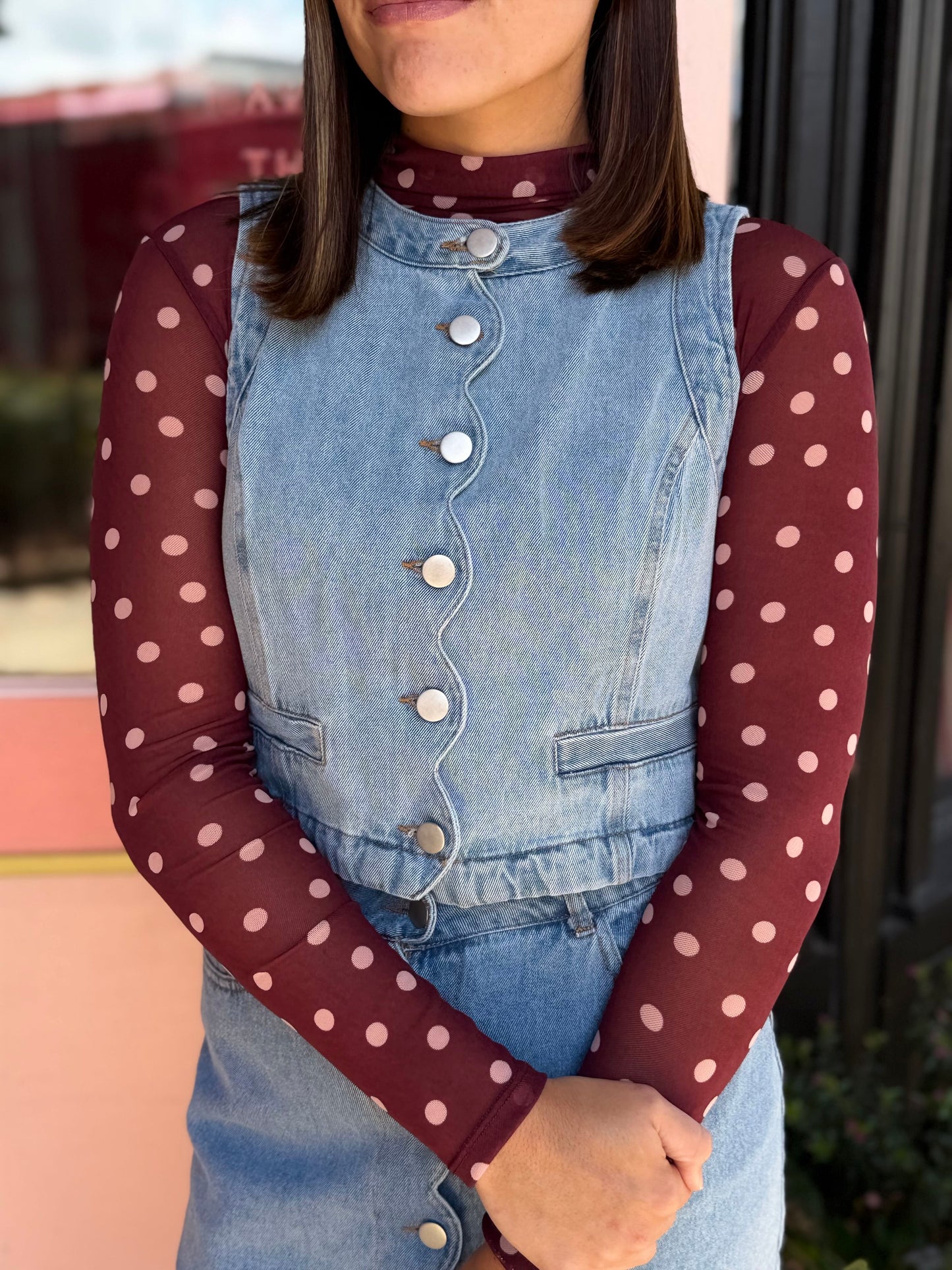 layered in cardinal top