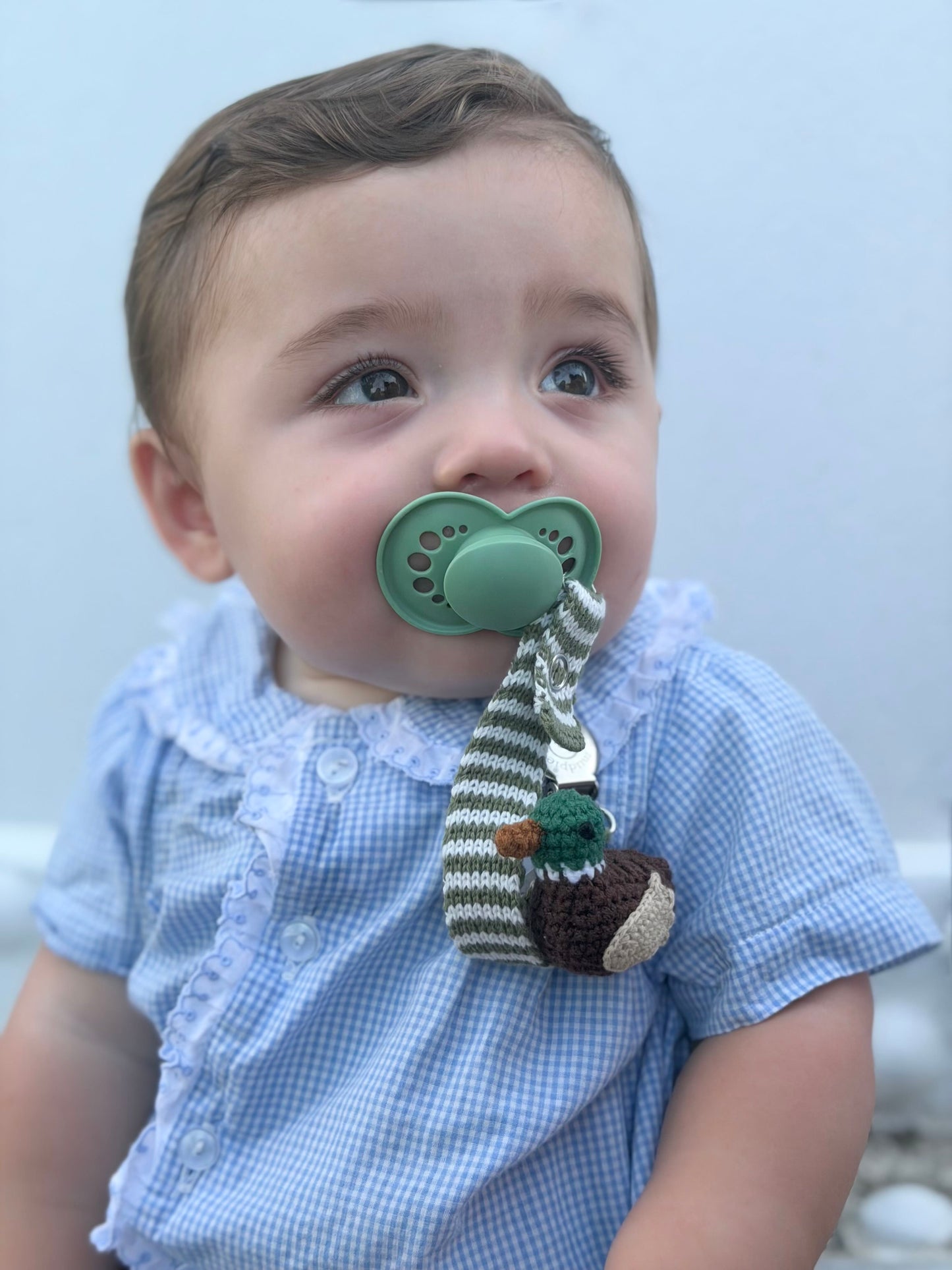 crochet paci clip - duck