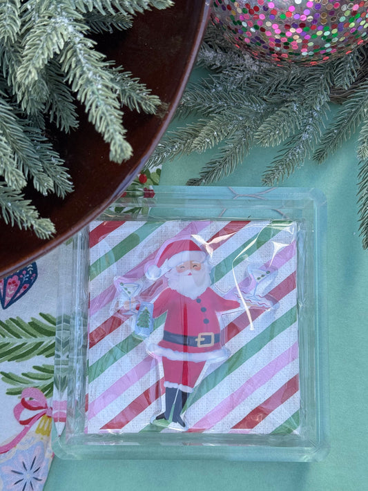 mud pie stripes holiday bar napkin caddy set