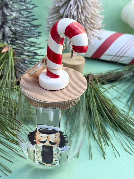nutcracker wine glass and stopper set
