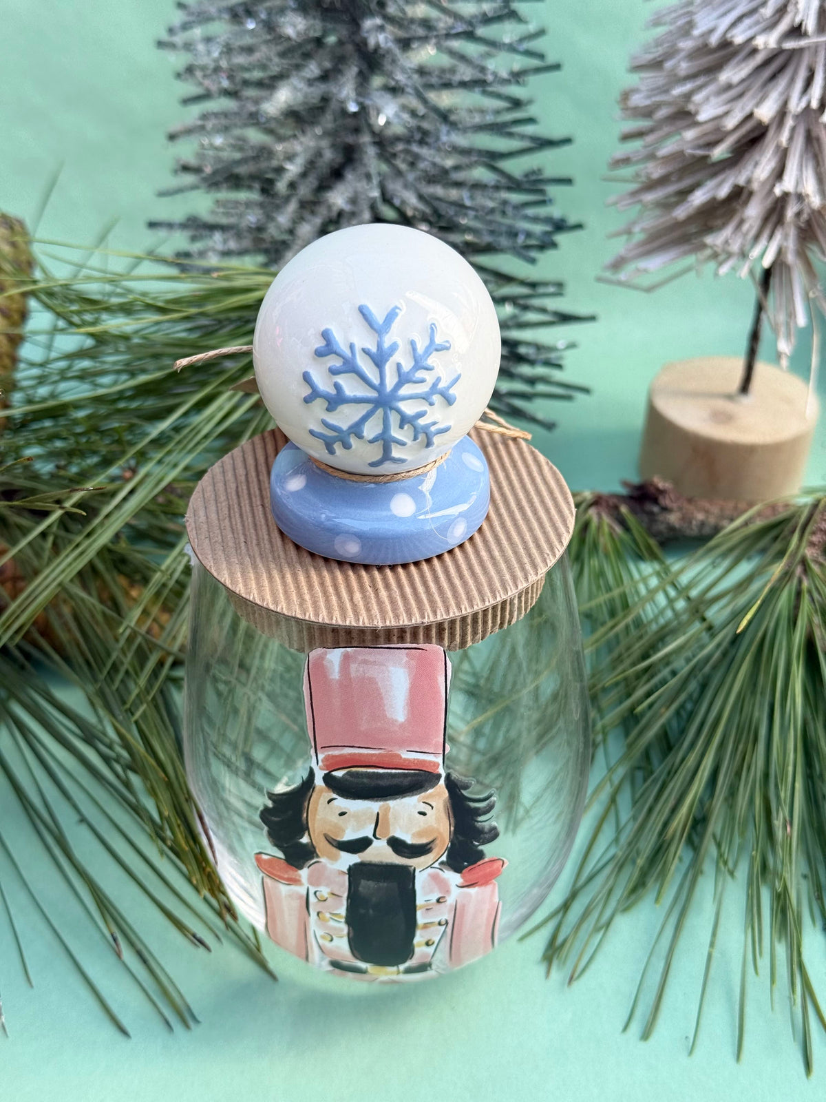 nutcracker wine glass and stopper set