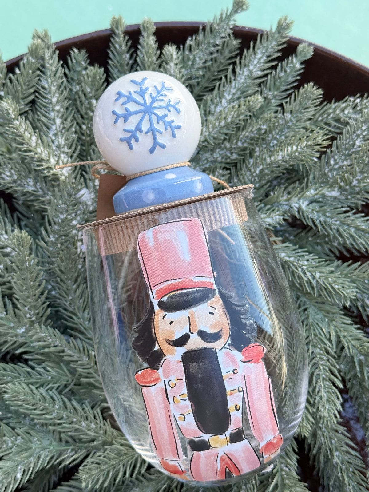 nutcracker wine glass and stopper set